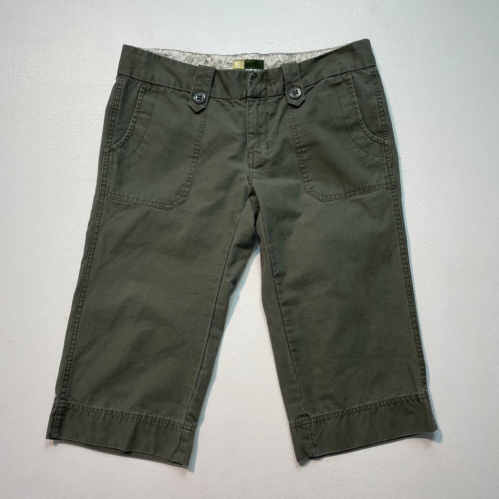 Vintage Y2K ROXY Army Green Low Rise Capri Pants / Sz 5 / Surf Military Retro